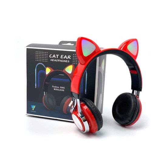 CAT EAR STYLE WIRELESS BLUETOOTH HEADPHONE M-01 MP3/CELLPHONE/PC RED